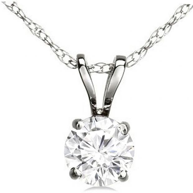 IGI CERTIFIED 1.00 Carat (ctw) 14K White Gold Round Cut White Diamond Ladies Solitaire Pendant