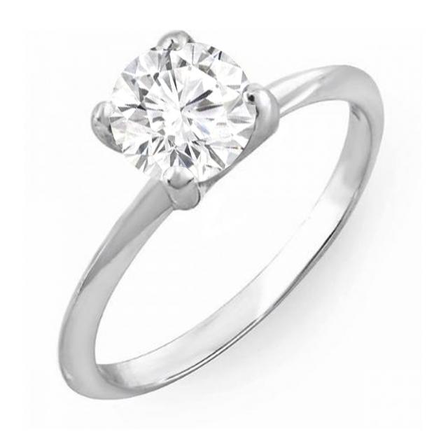 IGI CERTIFIED 1.01 Carat (ctw) 14K White Gold Round Cut Lab Grown White Diamond Ladies Bridal Engagement Solitaire Ring 1 CT