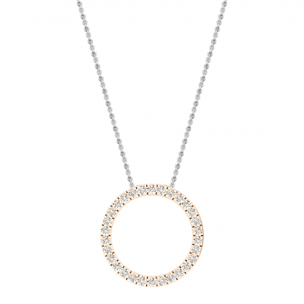 0.25 Carat (ctw) 10K Rose Gold Round Cut White Diamond Ladies Circle Pendant (Silver Chain Included) 1/4 CT