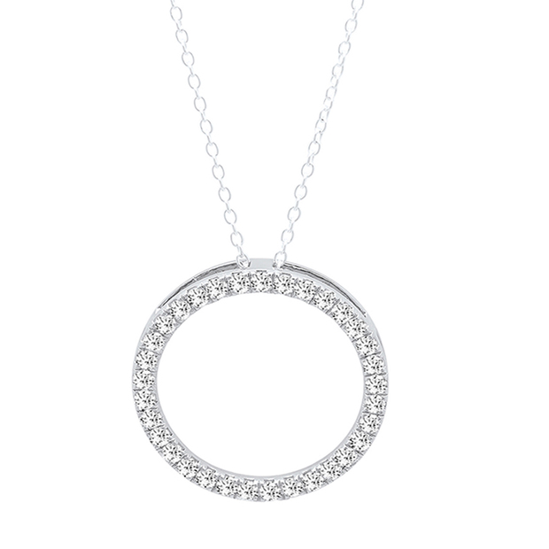 0.33 Carat (ctw) 10K White Gold Round Cut White Diamond Ladies Circle Pendant (Silver Chain Included) 1/3 CT