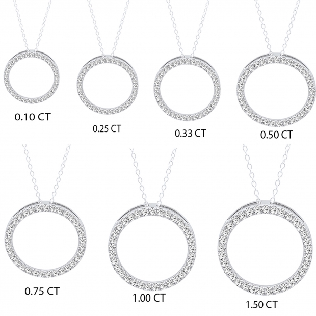 0.50 Carat (ctw) 10K White Gold Round Cut White Diamond Ladies Circle Pendant (Silver Chain Included) 1/2 CT