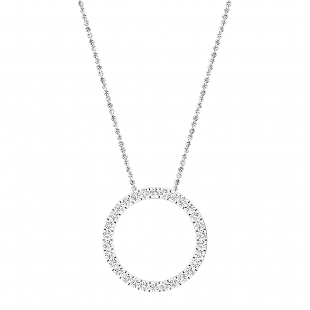0.25 Carat (ctw) 18K White Gold Round Cut White Diamond Ladies Circle Pendant (Silver Chain Included) 1/4 CT
