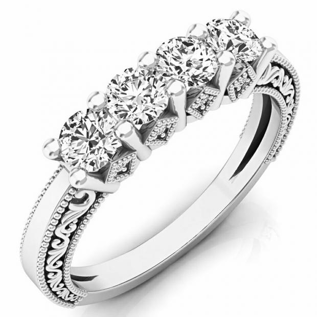 0.75 Carat (ctw) 10K White Gold Round White Diamond Ladies Anniversary Wedding Stackable Band Ring 3/4 CT