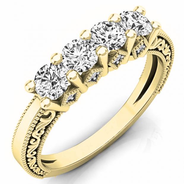 0.75 Carat (ctw) 14K Yellow Gold Round White Diamond Ladies Anniversary Wedding Stackable Band Ring 3/4 CT