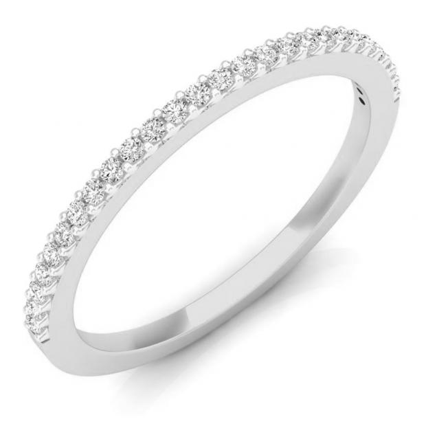 0.18 Carat (ctw) 10K White Gold Round Diamond Ladies Anniversary Stackable Ring Wedding Band