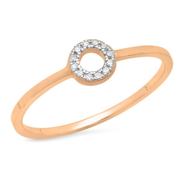 0.05 Carat (ctw) 14K Rose Gold Round Cut White Diamond Ladies Bridal Engagement Circle Ring