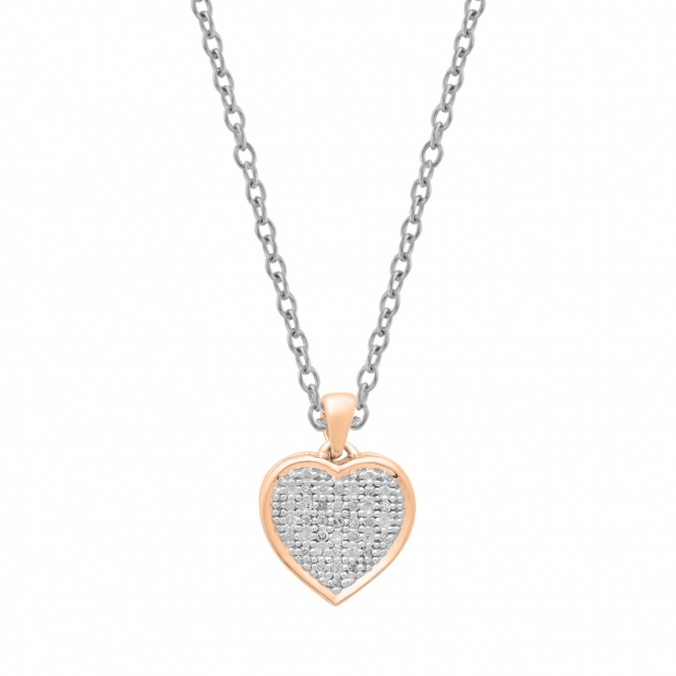 0.04 Carat (ctw) 10K Rose Gold Round White Diamond Ladies Heart Pendant