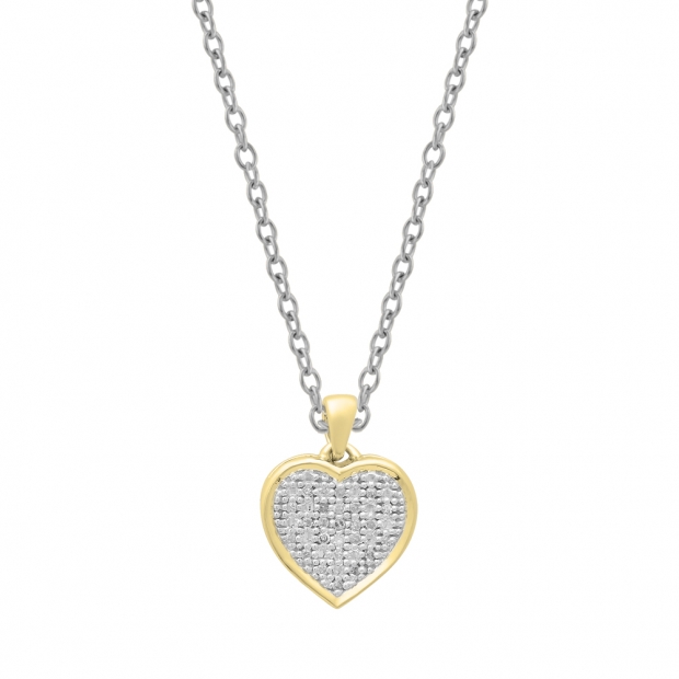 0.04 Carat (ctw) 10K Yellow Gold Round White Diamond Ladies Heart Pendant