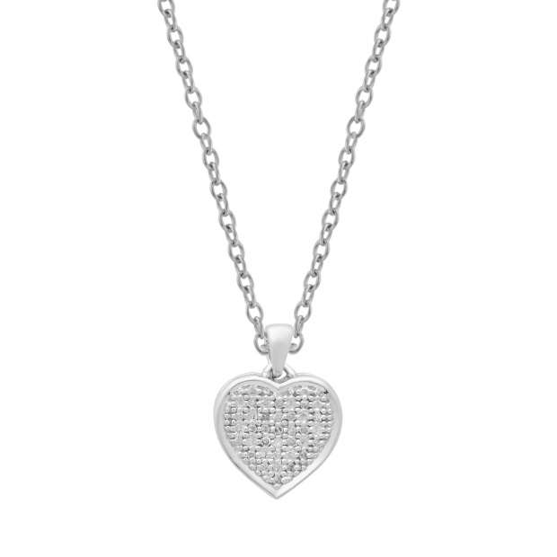 0.04 Carat (ctw) 18K White Gold Round White Diamond Ladies Heart Pendant