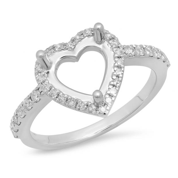 0.30 Carat (ctw) 10K White Gold Round Cut White Diamond Ladies Bridal Semi Mount Engagement Ring 1/3 CT