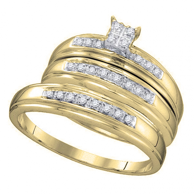 0.25 Carat (ctw) 10K Yellow Gold Round Cut Diamond Men And Women