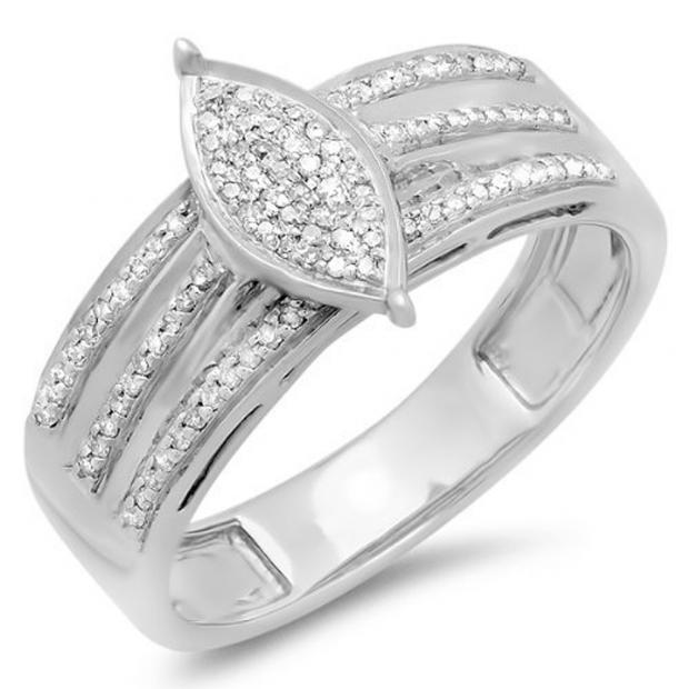 0.22 Carat (ctw) Sterling Silver Round Cut Diamond Ladies Bridal Promise Engagement Ring 1/4 CT