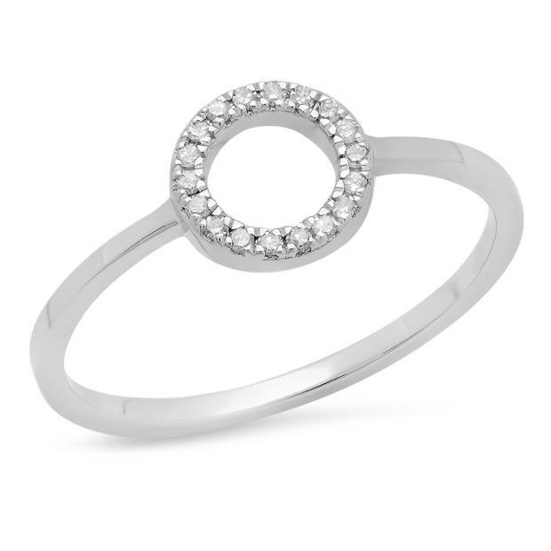 0.20 Carat (ctw) 14K White Gold Round Cut White Diamond Ladies Bridal Engagement Ring 1/5 CT