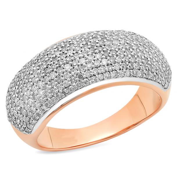 1.10 Carat (ctw) 10K Rose Gold Round Diamond Anniversary Wedding Band Ring 1 CT