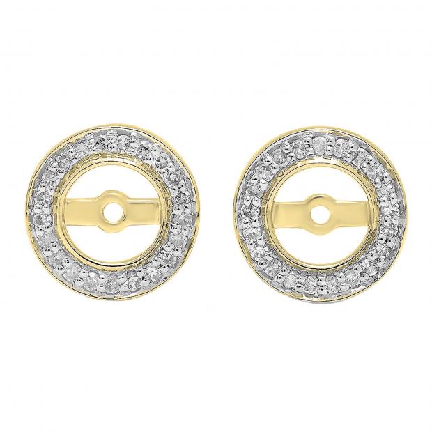 0.20 Carat (ctw) 10K Yellow Gold Round White Diamond Removable Jackets For Stud Earrings 1/5 CT