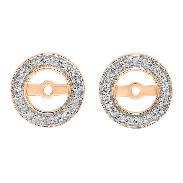 0.20 Carat (ctw) 18K Rose Gold Round White Diamond Removable Jackets For Stud Earrings 1/5 CT