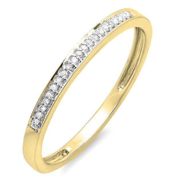 0.06 Carat (ctw) 10K Yellow Gold Round Diamond Ring Wedding Anniversary Stackable Band