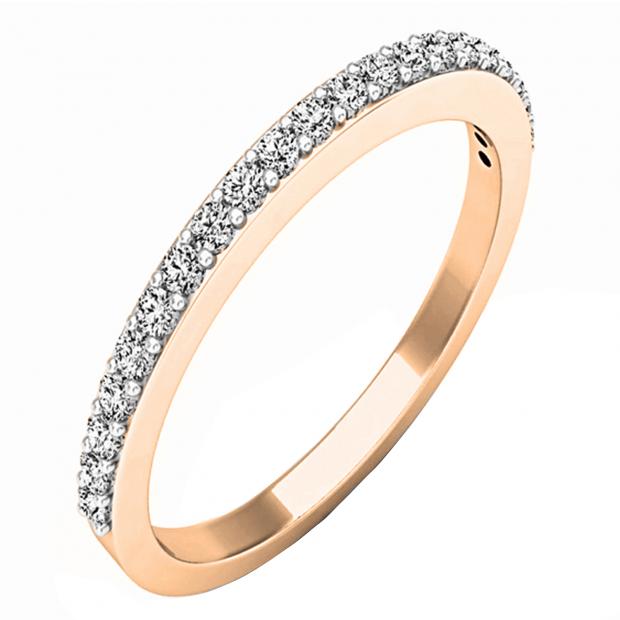 0.25 Carat (ctw) 14K Rose Gold Round White Diamond Wedding Anniversary Stackable Band Ring 1/4 CT