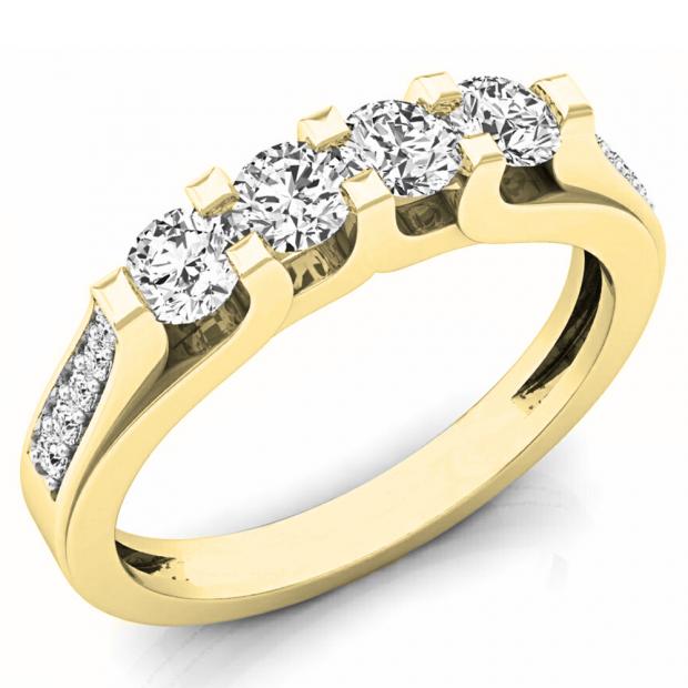 0.55 Carat (ctw) 10k Yellow Gold Round Cut White Diamond Ladies Anniversary Wedding Stackable Band