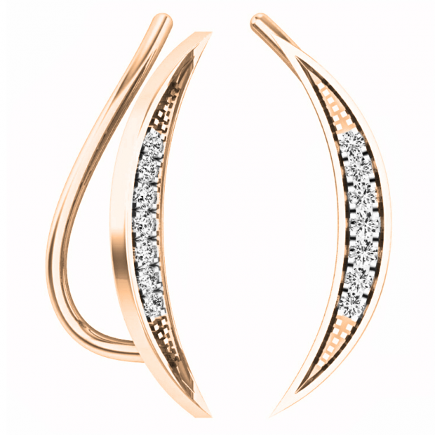 0.15 Carat (ctw) 10K Rose Gold Round White Diamond Ladies Climber Earrings
