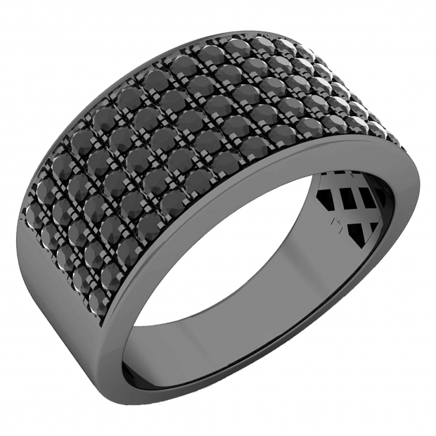 1.50 Carat (ctw) Black Rhodium Plated 18K White Gold Round Black Diamond Men
