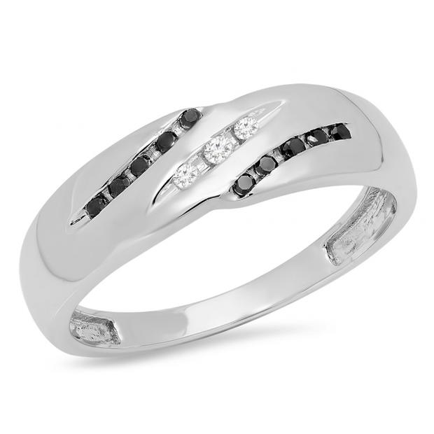 0.20 Carat (ctw) 10K White Gold Round Cut White & Black Diamond Men