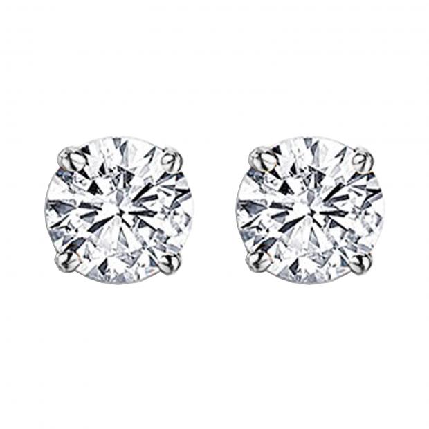 IGI CERTIFIED 0.50 Carat (ctw) Round White Diamond Ladies Stud Earrings 1/2 CT | 10K White Gold