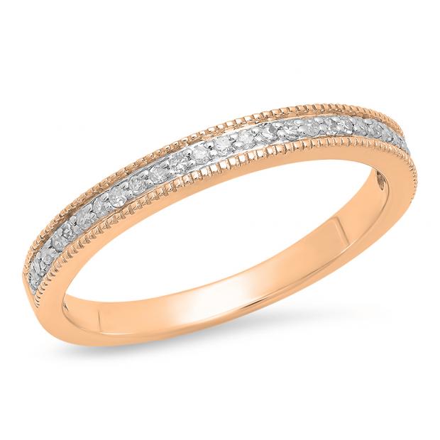 0.15 Carat (ctw) 18K Rose Gold Round Diamond Ladies Anniversary Wedding Band Stackable Ring