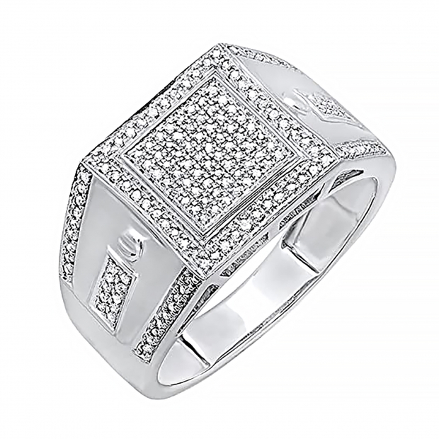 0.51 Carat (ctw) Sterling Silver Round White Diamond Men