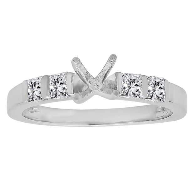 0.40 Carat (ctw) 14K White Gold Princess Diamond Ladies Bridal Semi Mount Engagement Ring (No Center Stone)