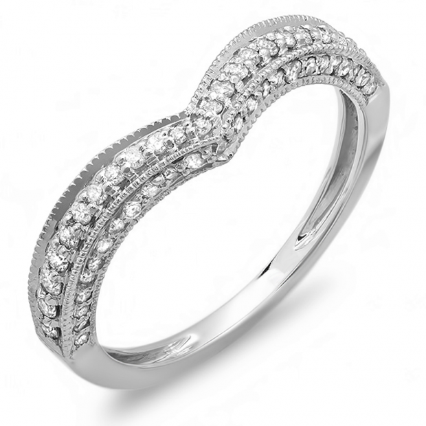0.35 Carat (ctw) 14K White Gold Round Diamond Ladies Anniversary Wedding Band Enhancer Guard 1/3 CT