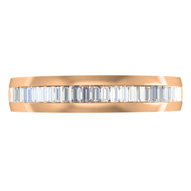 0.40 Carat (ctw) 14K Rose Gold Baguette Cut Diamond Ladies Stackable Anniversary Wedding Band