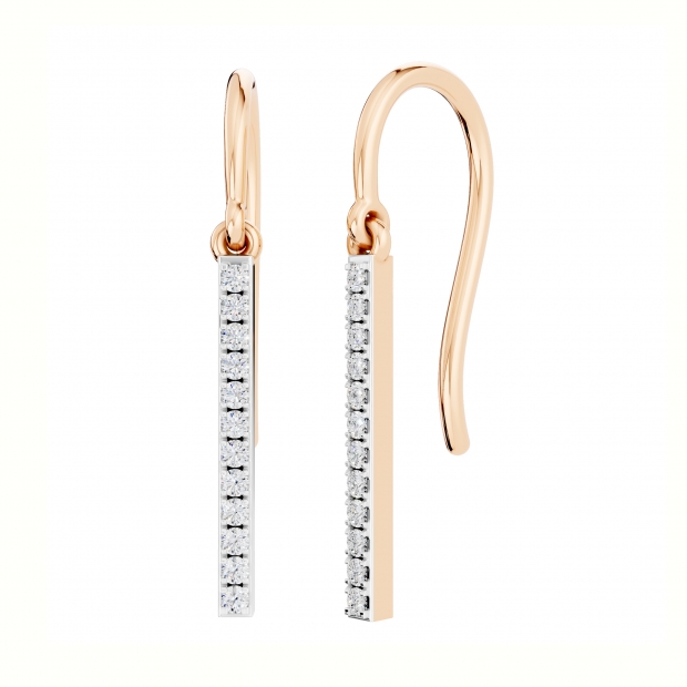 0.15 Carat (ctw) 10K Rose Gold Round Cut White Diamond Ladies Fashion Dangling Earrings