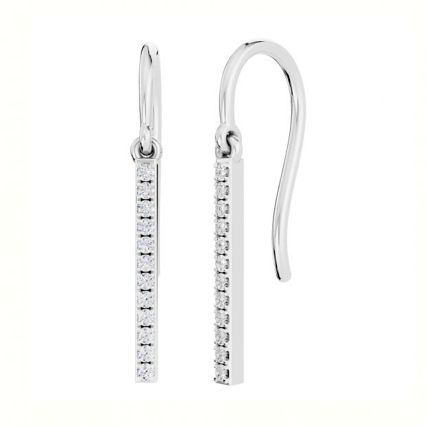 0.15 Carat (ctw) 10K White Gold Round Cut White Diamond Ladies Fashion Dangling Earrings