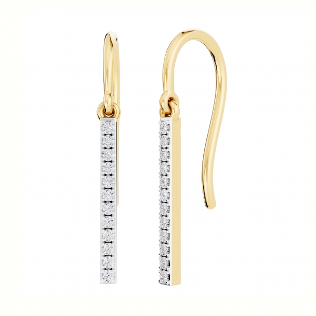 0.15 Carat (ctw) 10K Yellow Gold Round Cut White Diamond Ladies Fashion Dangling Earrings