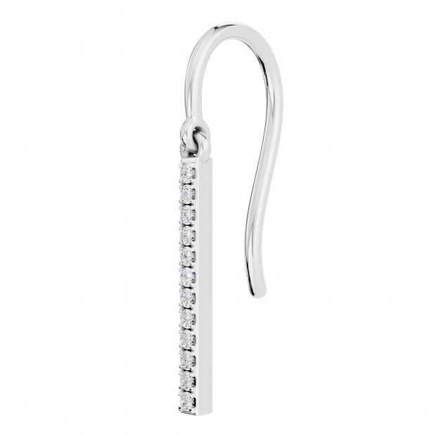 Round White Diamond French Wire Vertical Bar 1Pc Dangle Earring for Women (0.07 ctw, Color I-J, Clarity I1-I2) in 14K White Gold
