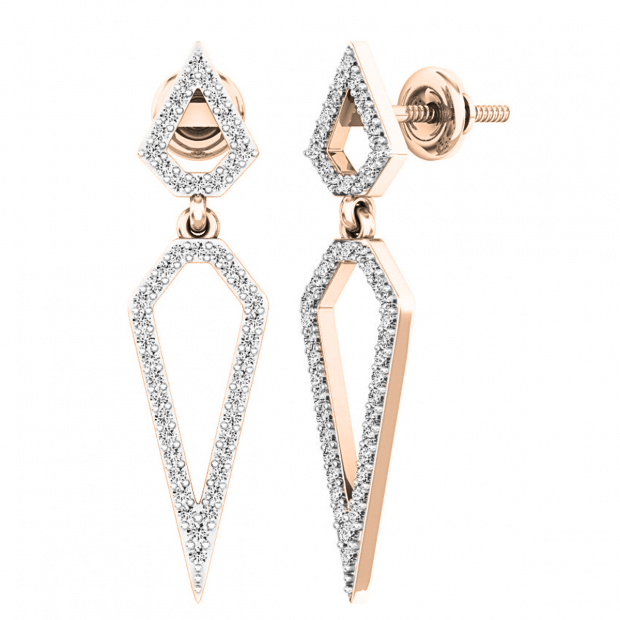 0.35 Carat (ctw) 14K Rose Gold Round White Diamond Ladies Dangling Drop Earrings