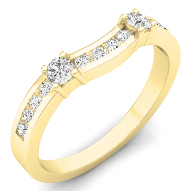 0.30 Carat (ctw) 10K Yellow Gold Round Cut White Diamond Ladies Anniversary Wedding Enhancer Guard Band 1/3 CT