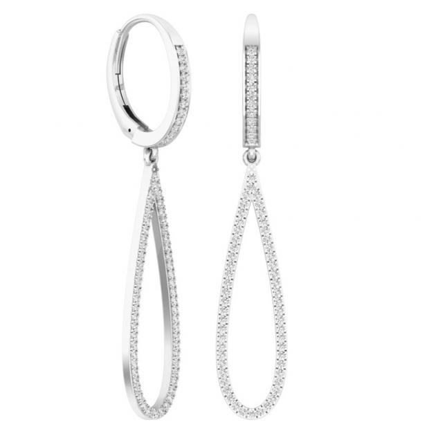 0.50 Carat (ctw) Sterling Silver Round White Diamond Ladies Teardrop Dangling Earrings 1/2 CT
