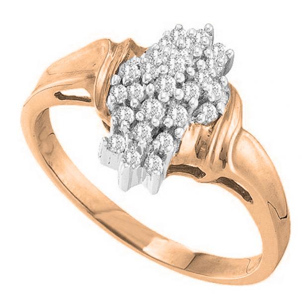 0.25 Carat (ctw) 10K Rose Gold Round White Diamond Ladies Cluster Flower Ring 1/4 CT