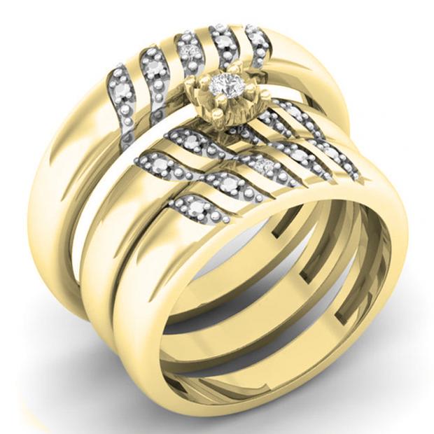 0.10 Carat (ctw) 18K Yellow Gold Round Cut White Diamond Men & Women