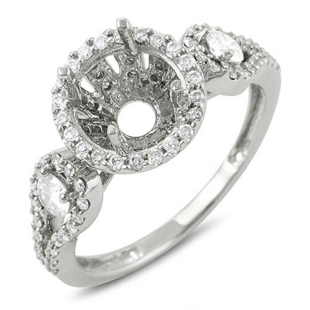 0.80 Carat (ctw) 18K White Gold Round Diamond Semi Mount Ladies Bridal Engagement Ring (No Center Stone)