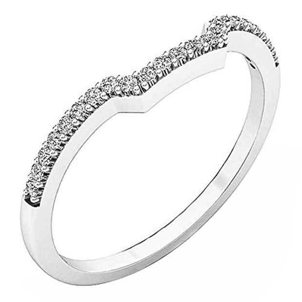 Round White Diamond Stackable Wedding Band for Women (0.15 ctw, Color I-J, Clarity I2-I3) in 10K White Gold