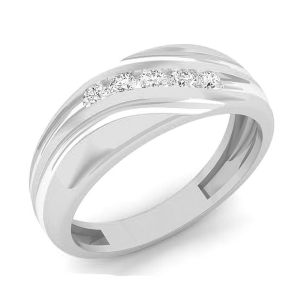 0.22 Carat (ctw) 14K White Gold Round Cut Diamond Men