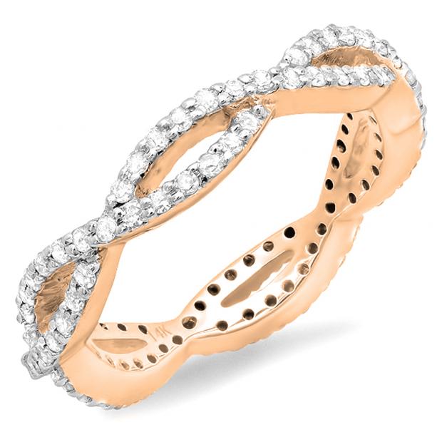 0.65 Carat (ctw) 14K Rose Gold Round Diamond Ladies Eternity Anniversary Wedding Band Ring 3/4 CT