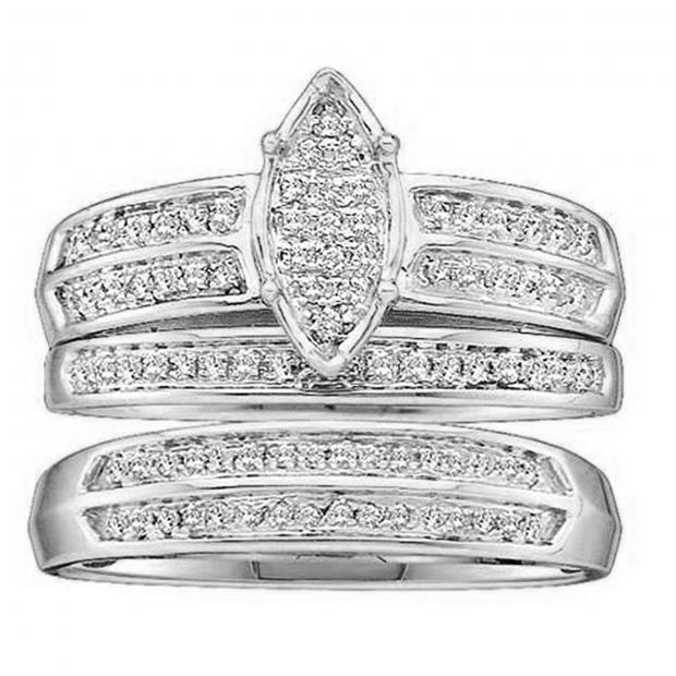 0.25 Carat (ctw) 10K White Gold Round Diamond Men And Women