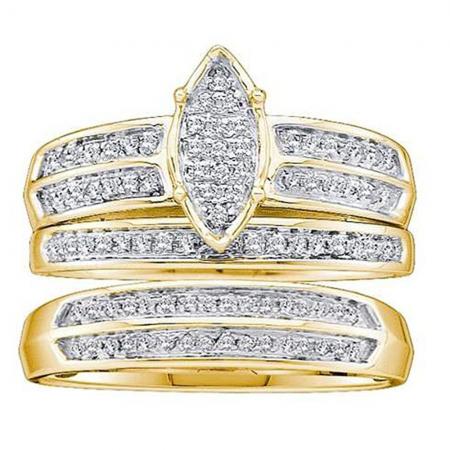 0.25 Carat (ctw) 14K Yellow Gold Round Diamond Men And Women