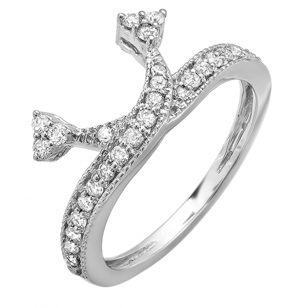 0.40 Carat (ctw) 10K White Gold Round Diamond Ladies Anniversary Wedding Band Enhancer Guard