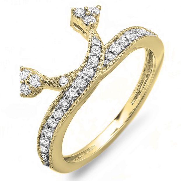 0.40 Carat (ctw) 10K Yellow Gold Round Diamond Ladies Anniversary Wedding Band Enhancer Guard