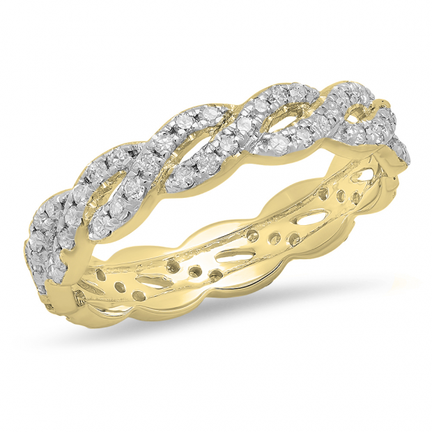 0.65 Carat (ctw) 10K Yellow Gold Round Diamond Ladies Eternity Anniversary Wedding Band Ring